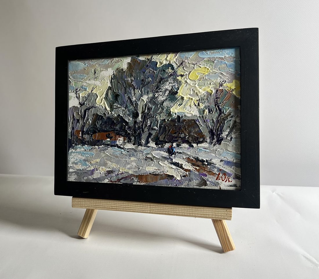 Oil painting Winter morning in the village Alex Kalenyuk - 2