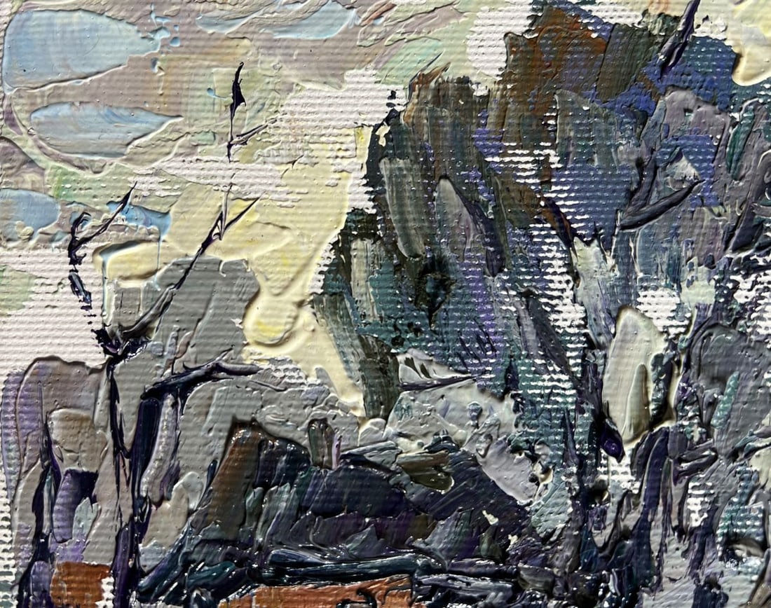 Oil painting Winter morning in the village Alex Kalenyuk - 5