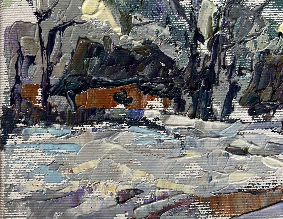 Oil painting Winter morning in the village Alex Kalenyuk - 6