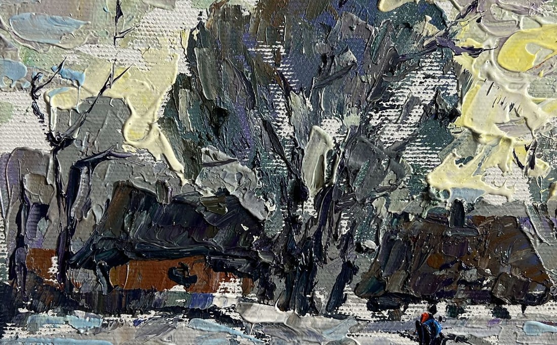 Oil painting Winter morning in the village Alex Kalenyuk - 7
