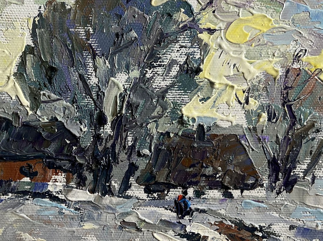 Oil painting Winter morning in the village Alex Kalenyuk - 8