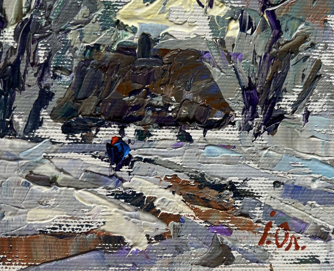Oil painting Winter morning in the village Alex Kalenyuk - 9