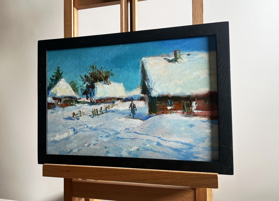 Oil painting Clearing snow from the yard Yuriy Suprunchuk - 2