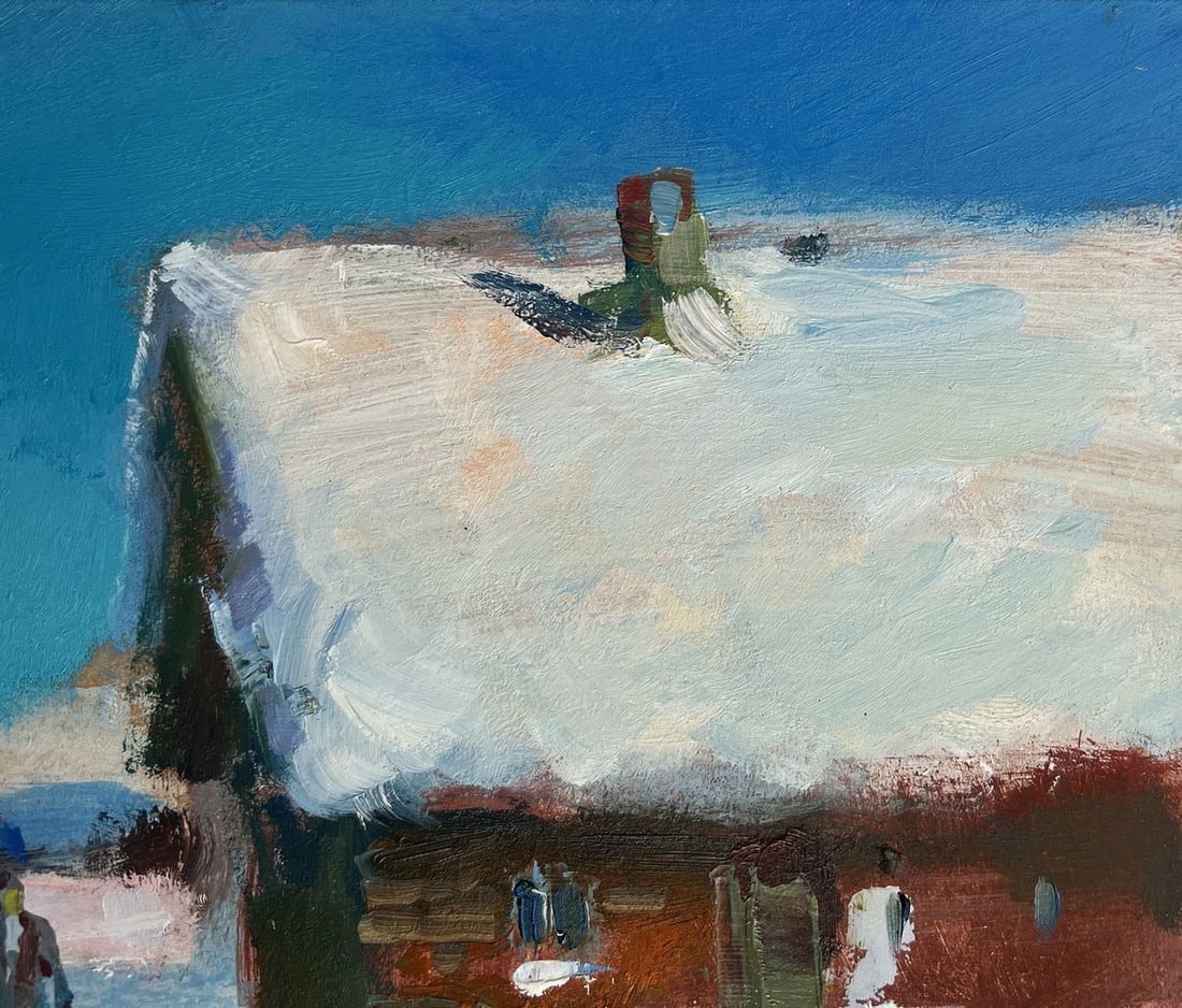 Oil painting Clearing snow from the yard Yuriy Suprunchuk - 4