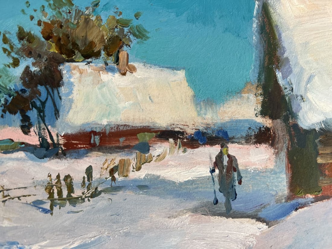 Oil painting Clearing snow from the yard Yuriy Suprunchuk - 6