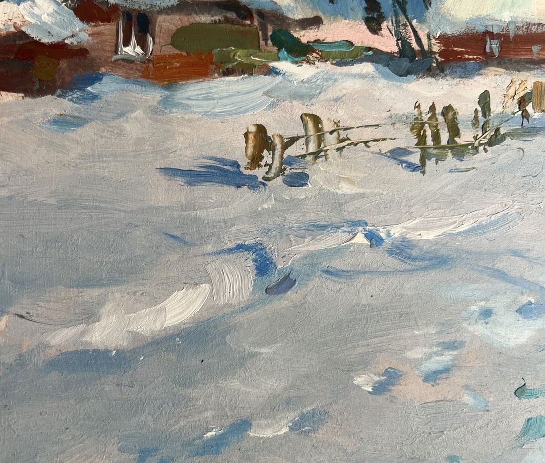 Oil painting Clearing snow from the yard Yuriy Suprunchuk - 8