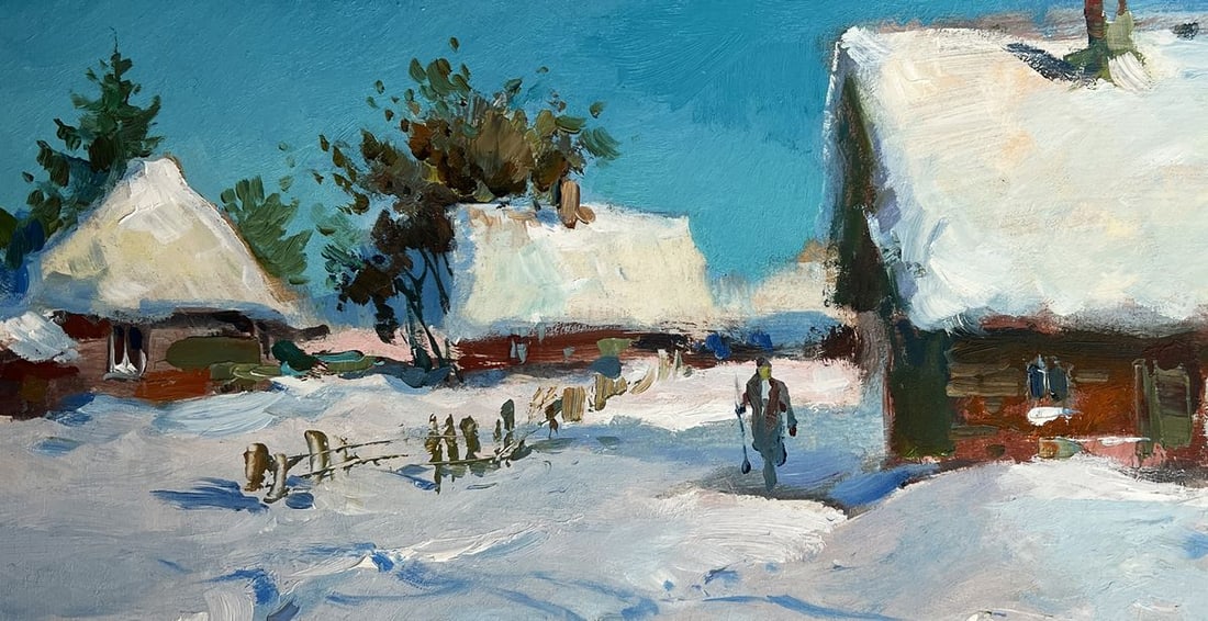 Oil painting Clearing snow from the yard Yuriy Suprunchuk - 9