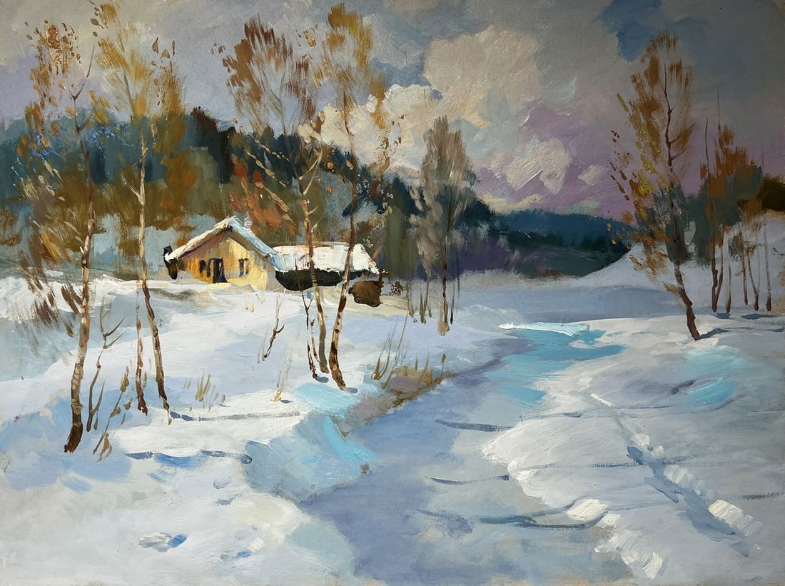 Oil painting Winter breeze in the forest Yuriy Suprunchuk - 3