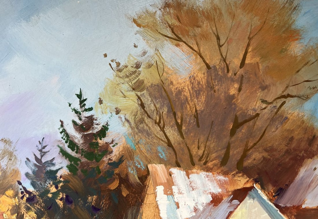 Oil painting Winter snowdrifts near the house Yuriy Suprunchuk - 5