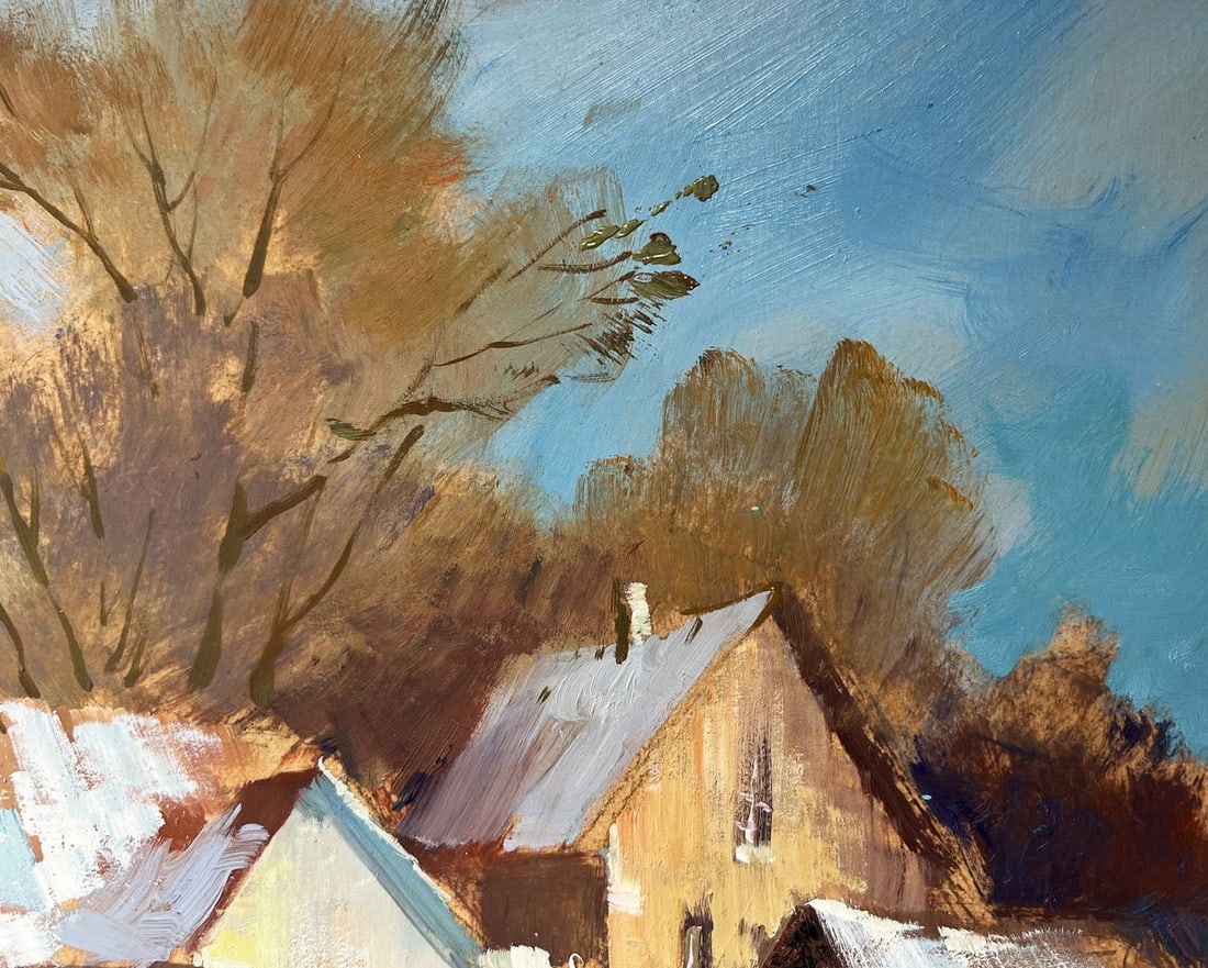 Oil painting Winter snowdrifts near the house Yuriy Suprunchuk - 6