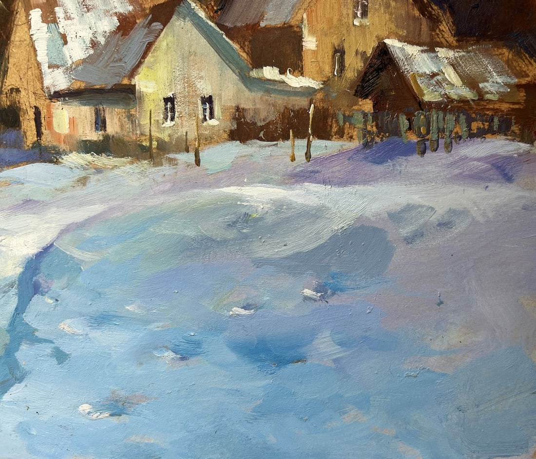 Oil painting Winter snowdrifts near the house Yuriy Suprunchuk - 7