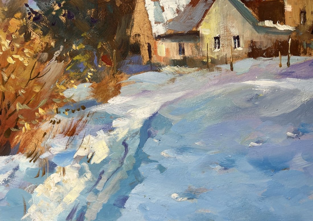 Oil painting Winter snowdrifts near the house Yuriy Suprunchuk - 8