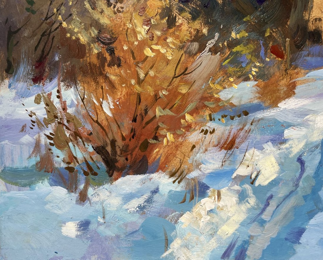Oil painting Winter snowdrifts near the house Yuriy Suprunchuk - 9