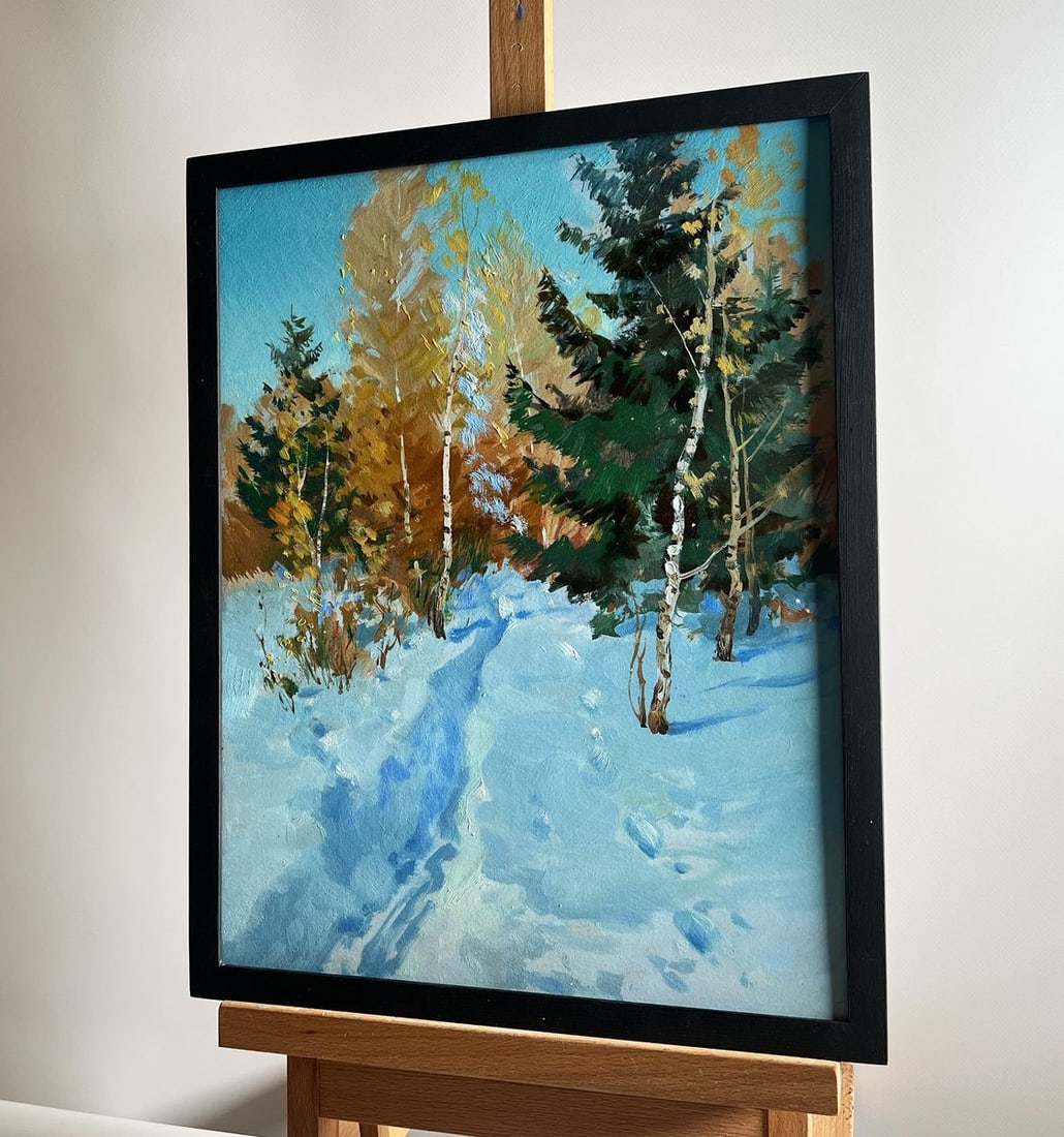 Oil painting Winter path in the forest Yuriy Suprunchuk - 2