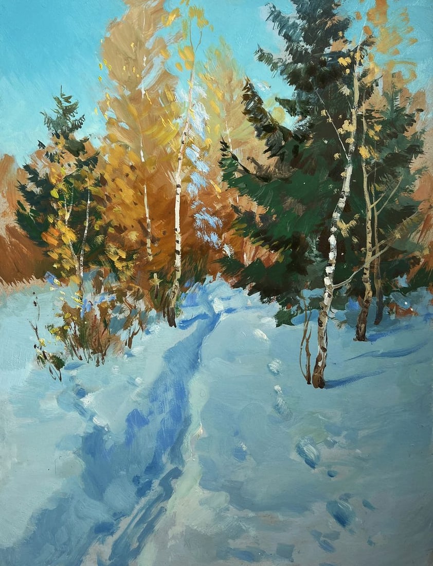 Oil painting Winter path in the forest Yuriy Suprunchuk - 3