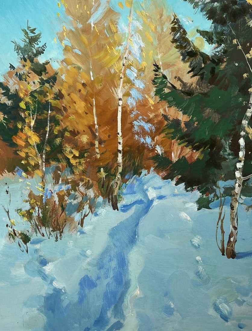 Oil painting Winter path in the forest Yuriy Suprunchuk - 9