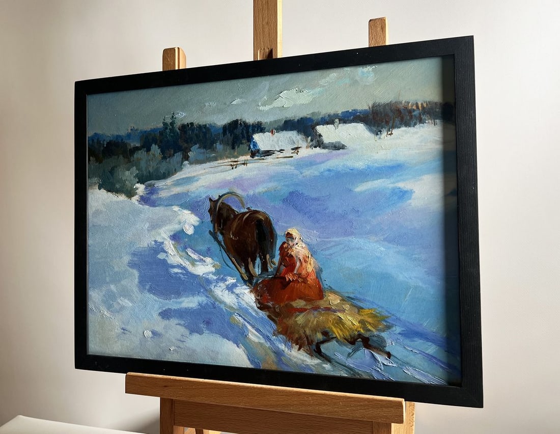 Oil painting Returning home on a winter evening Yuriy Suprunchuk - 2