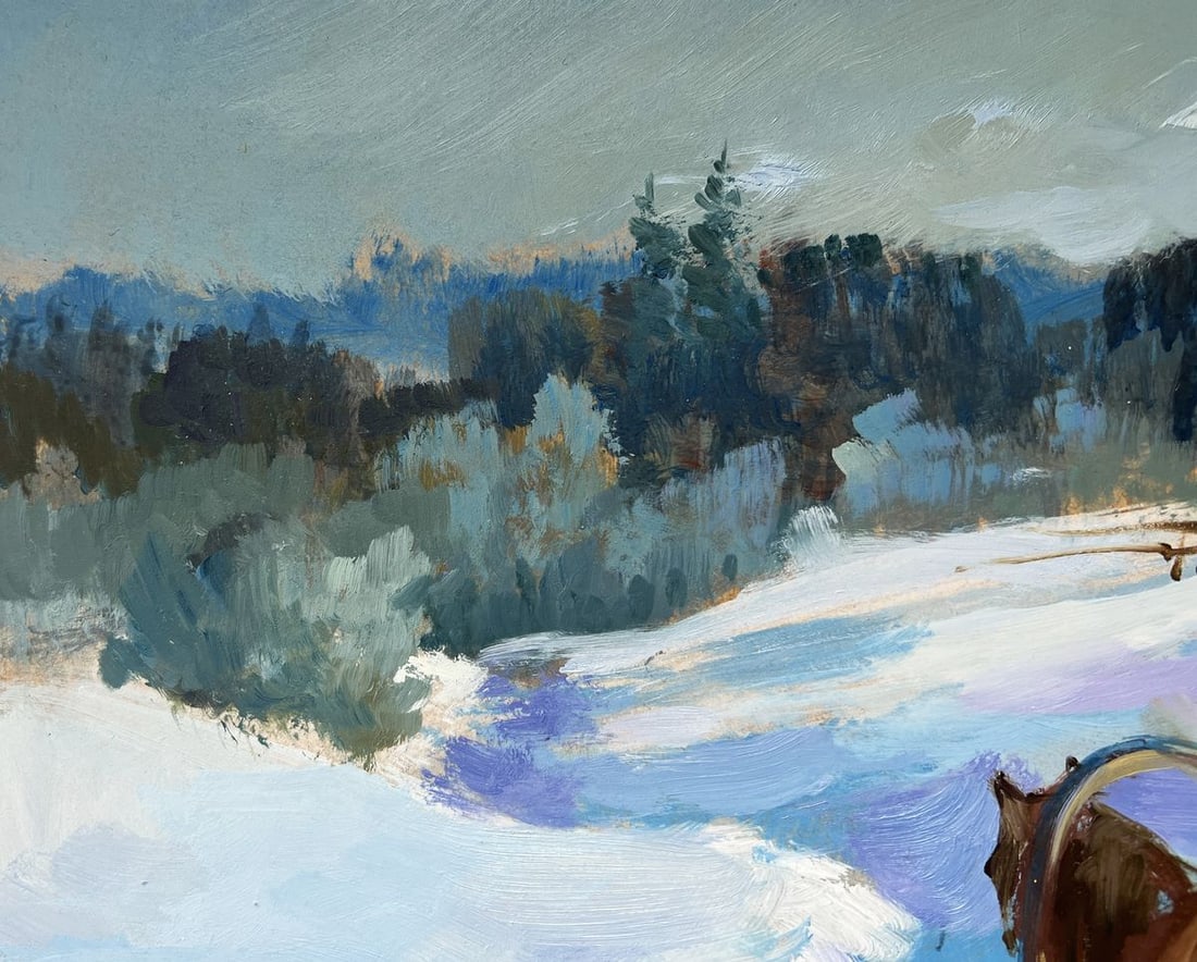Oil painting Returning home on a winter evening Yuriy Suprunchuk - 4