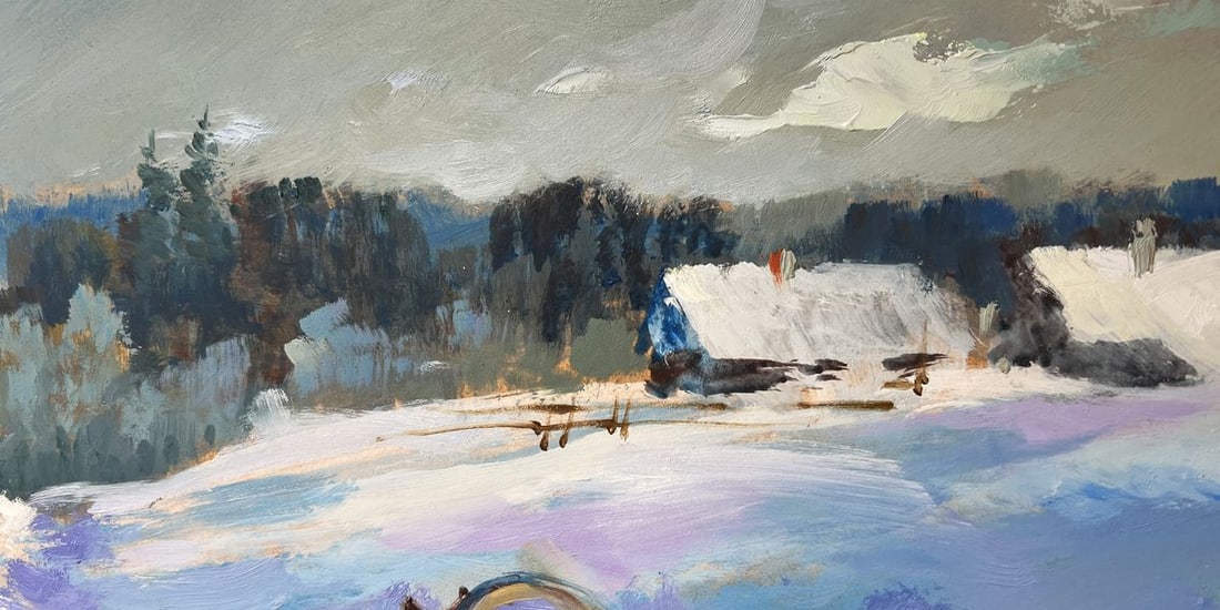 Oil painting Returning home on a winter evening Yuriy Suprunchuk - 5