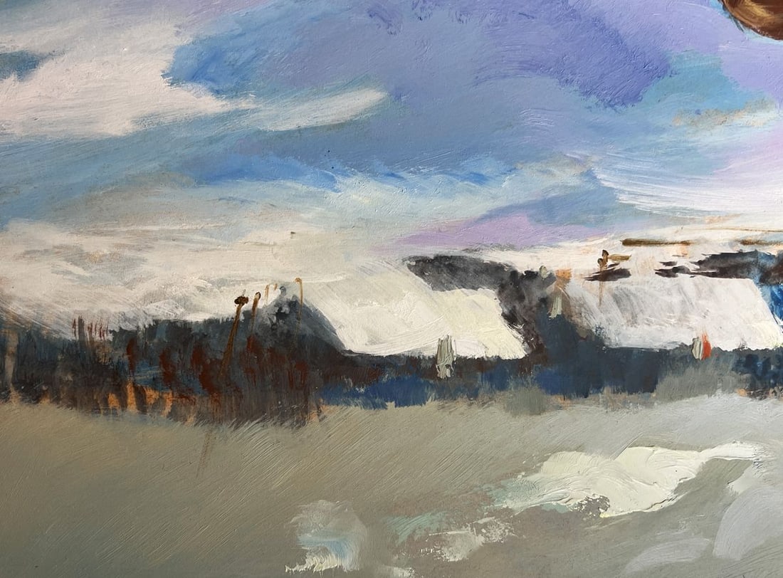 Oil painting Returning home on a winter evening Yuriy Suprunchuk - 6