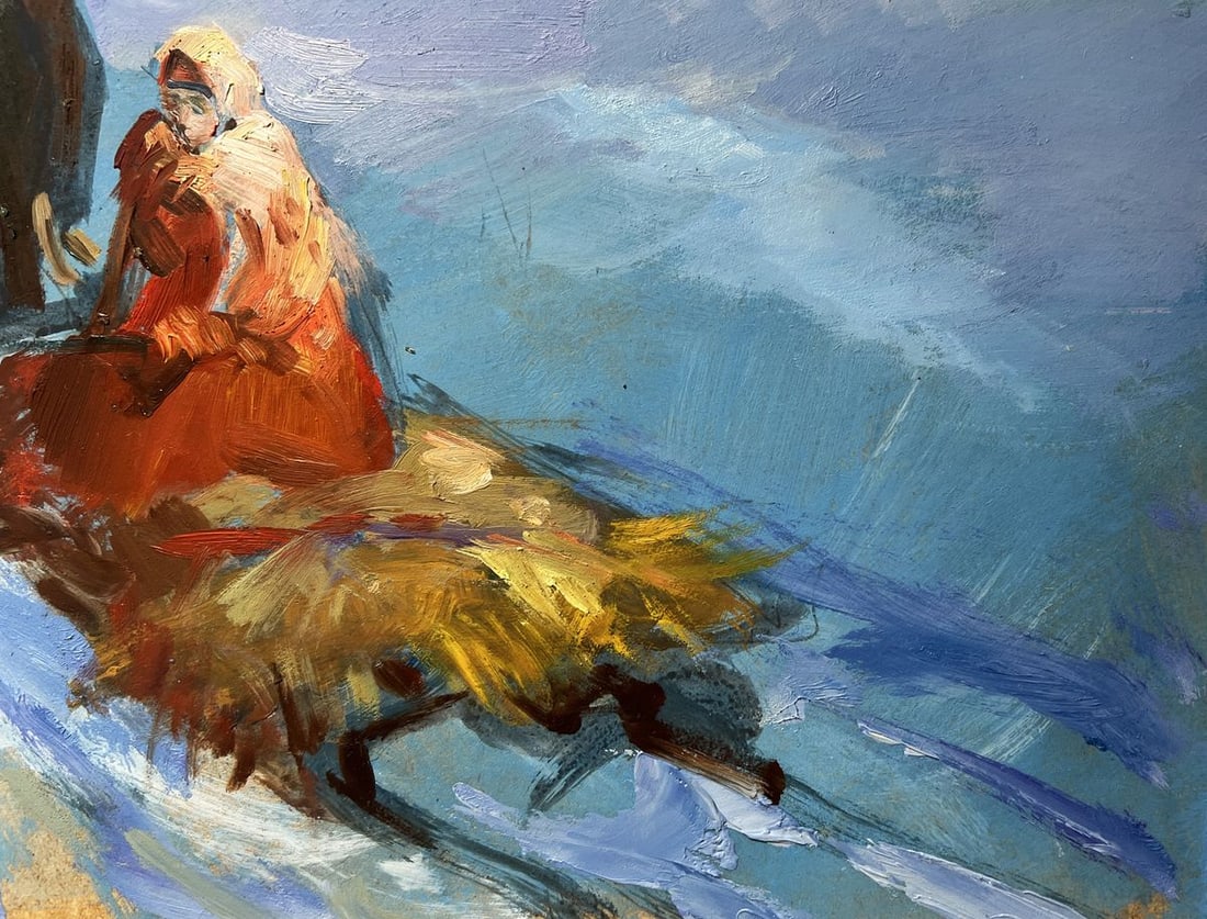Oil painting Returning home on a winter evening Yuriy Suprunchuk - 7