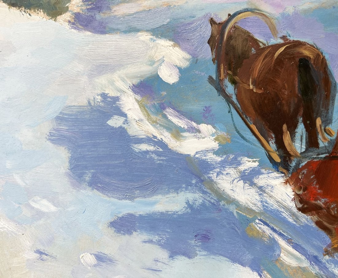 Oil painting Returning home on a winter evening Yuriy Suprunchuk - 8