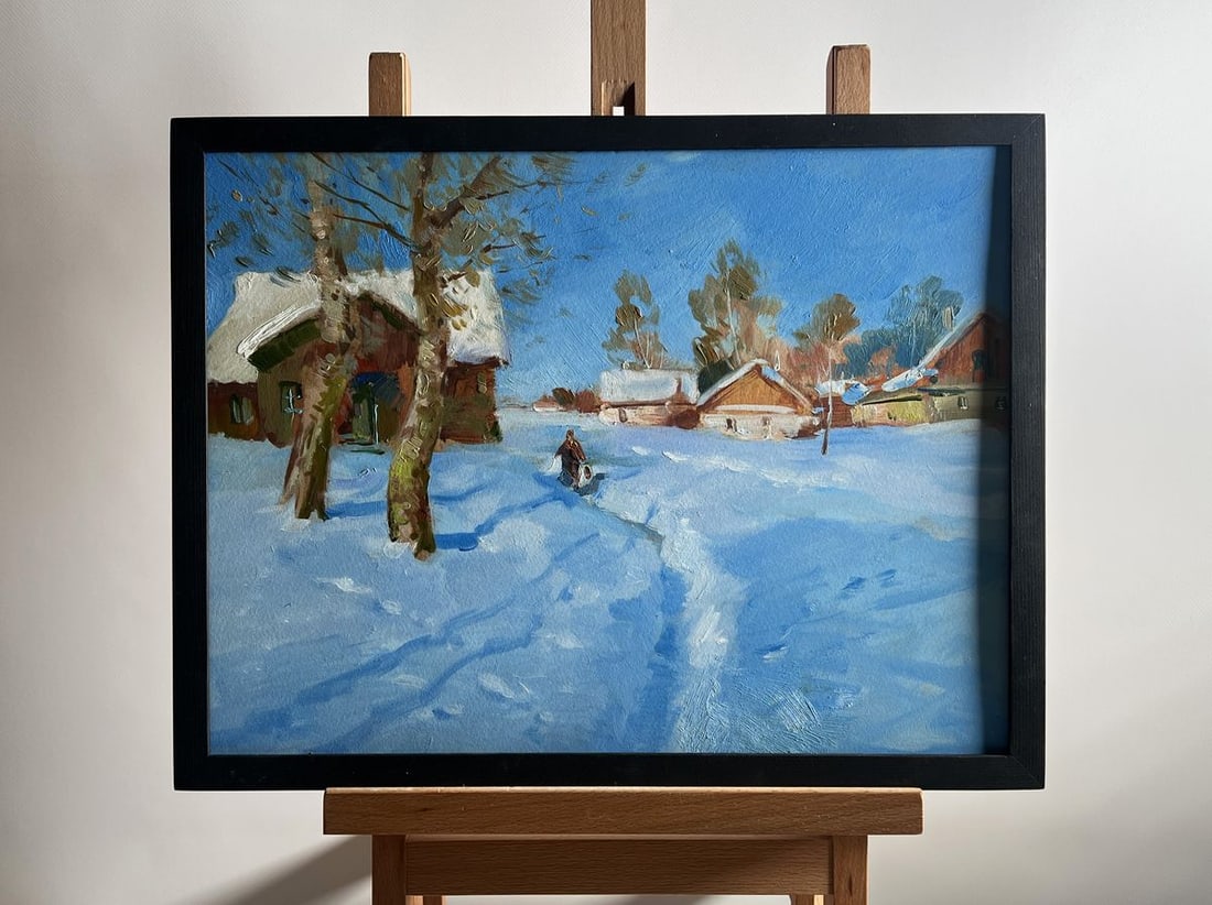 Oil painting Quiet village in winter Yuriy Suprunchuk (1 of 10)
