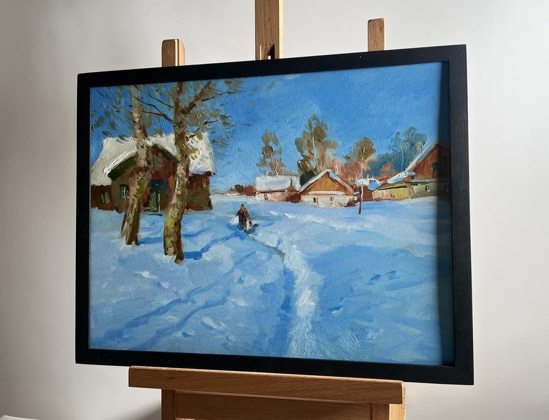 Oil painting Quiet village in winter Yuriy Suprunchuk - 2