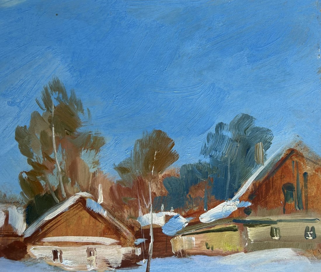 Oil painting Quiet village in winter Yuriy Suprunchuk - 4