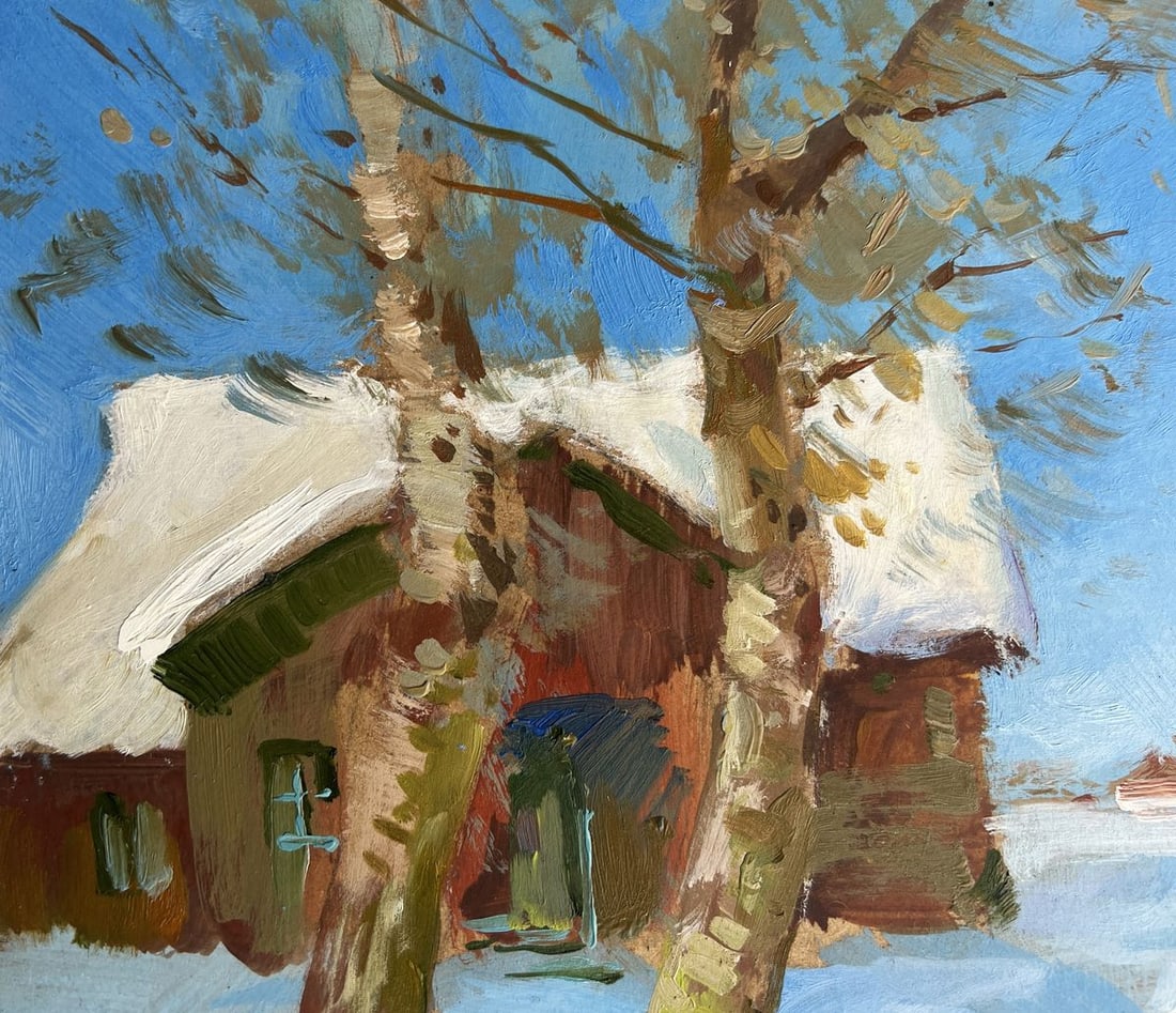 Oil painting Quiet village in winter Yuriy Suprunchuk - 5