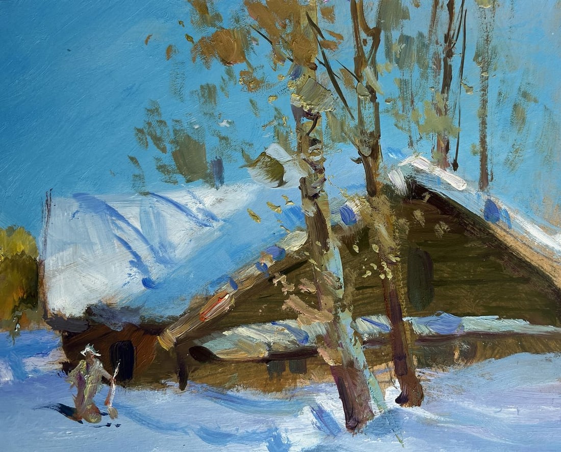 Oil painting After the night snowfall Yuriy Suprunchuk - 4