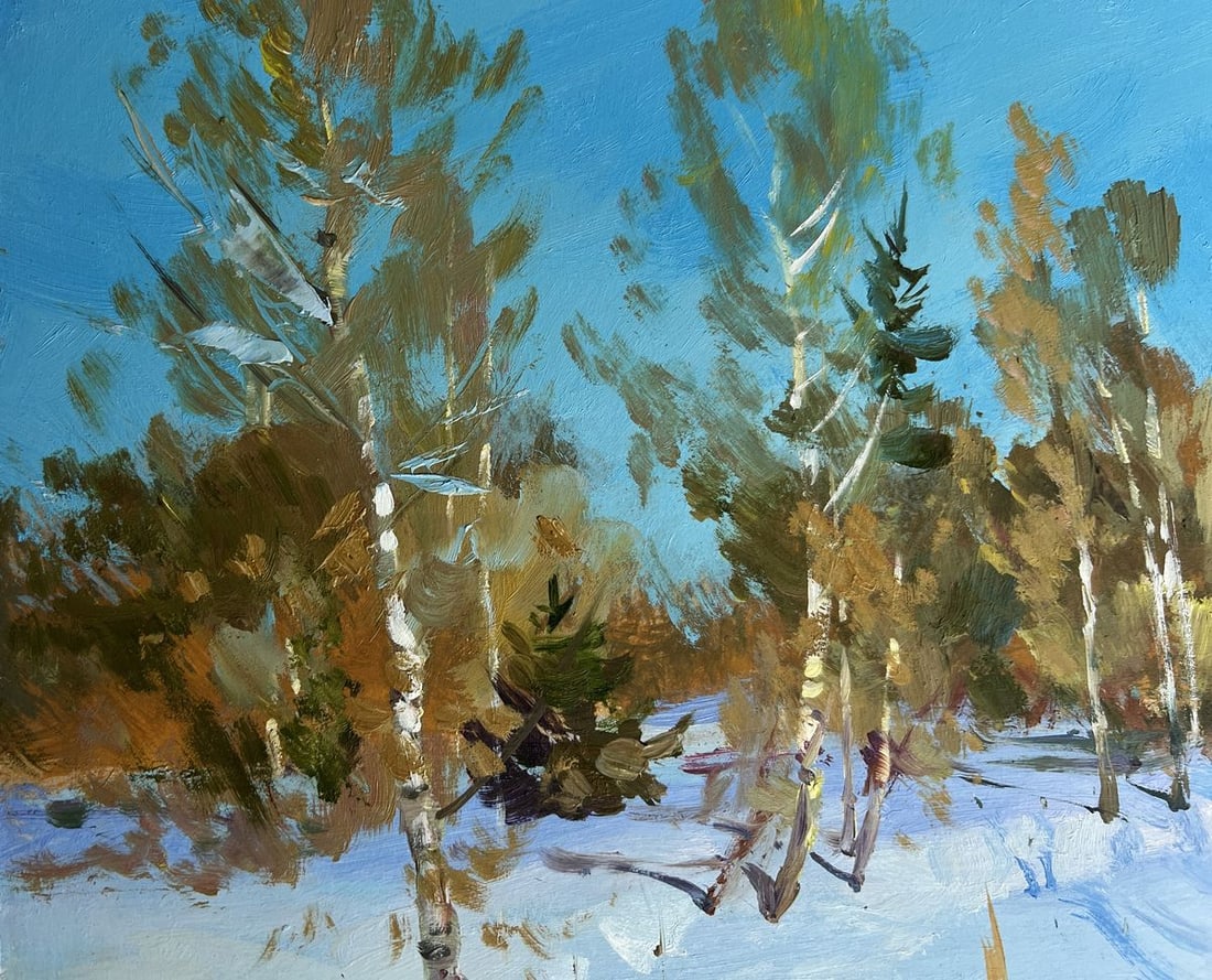 Oil painting After the night snowfall Yuriy Suprunchuk - 6