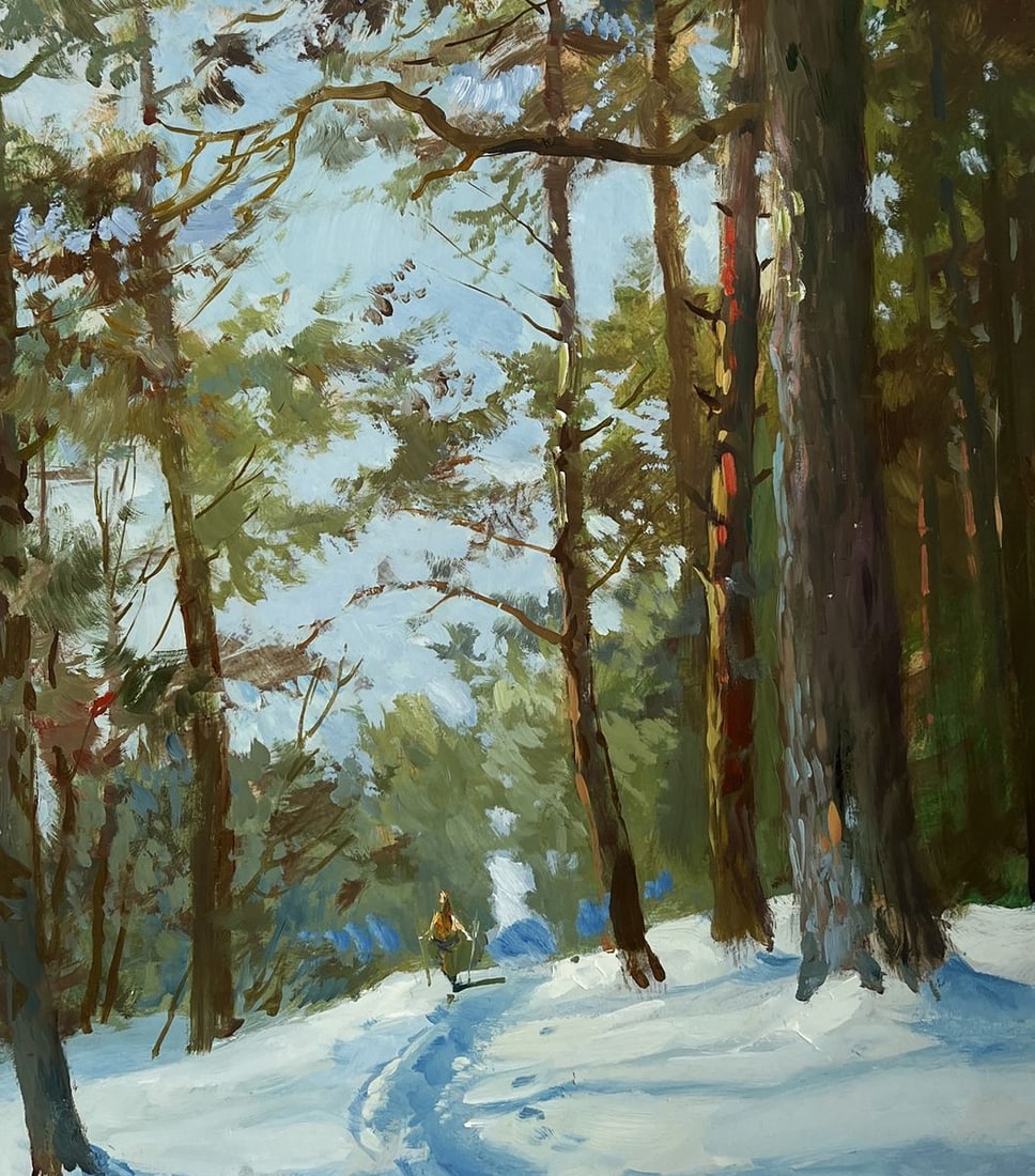 Oil painting Walking through the snowy forest Yuriy Suprunchuk - 9
