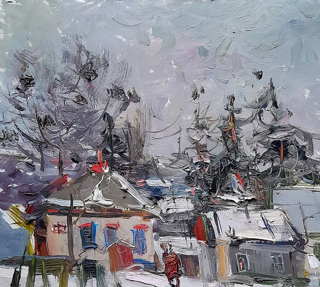 Oil painting Along the snowy streets of the city Ivan Kovalenko - 2