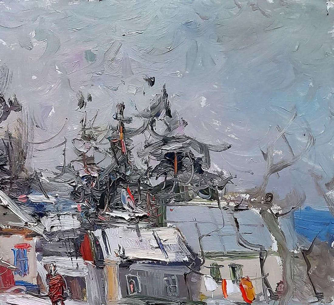 Oil painting Along the snowy streets of the city Ivan Kovalenko - 3