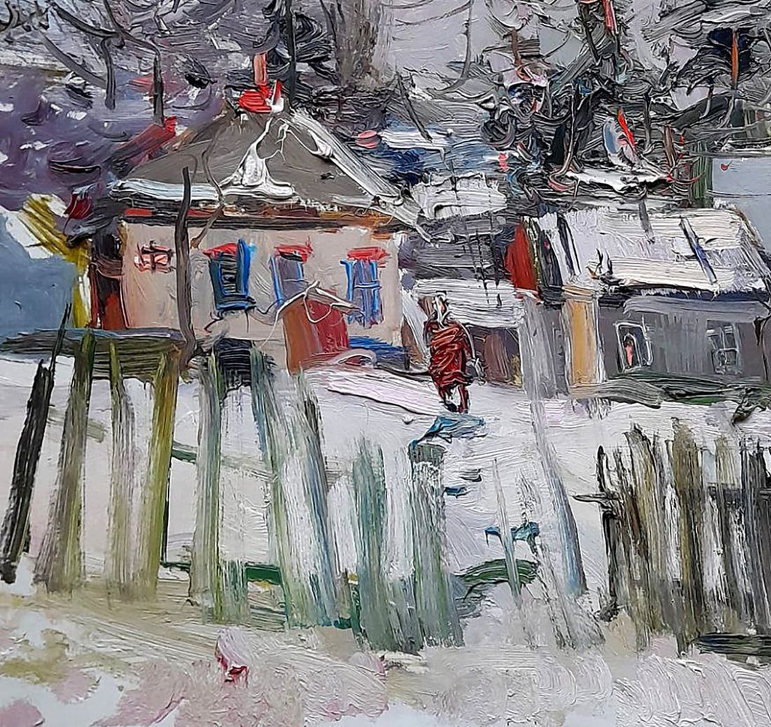Oil painting Along the snowy streets of the city Ivan Kovalenko - 4