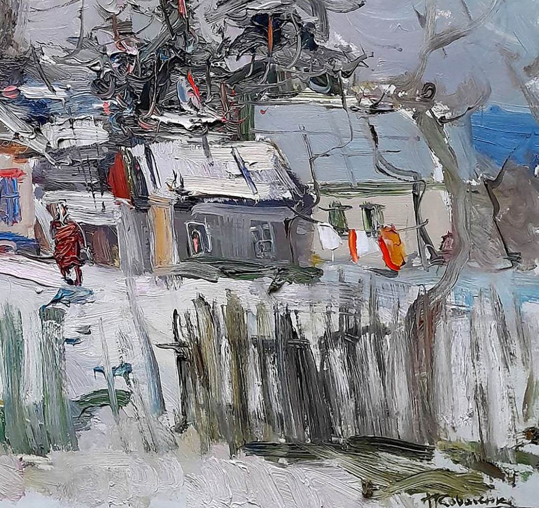 Oil painting Along the snowy streets of the city Ivan Kovalenko - 5