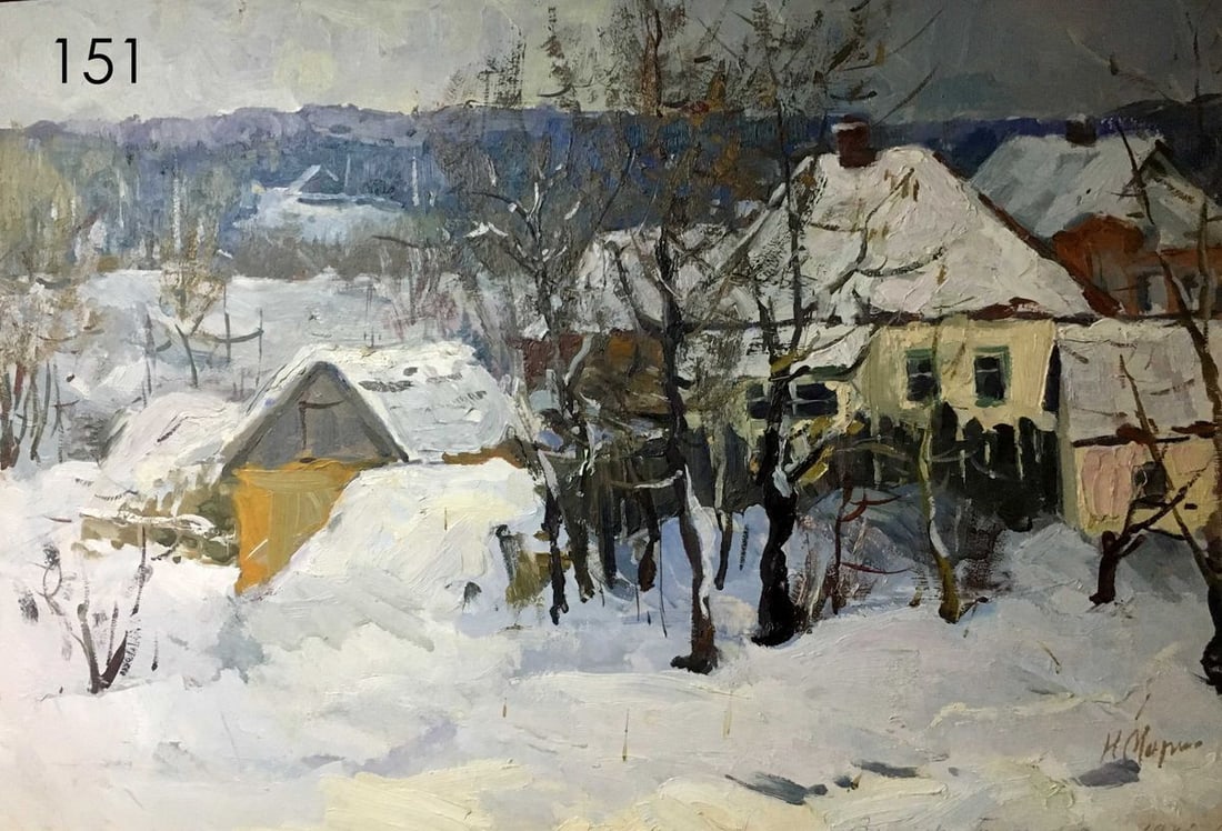Winter of village oil painting Marinich Nikolai Yakovlevich (1 of 10)