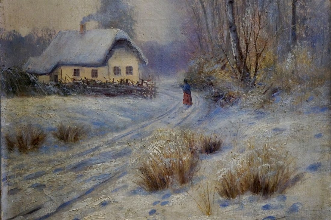 Oil painting Winter landscape - 2