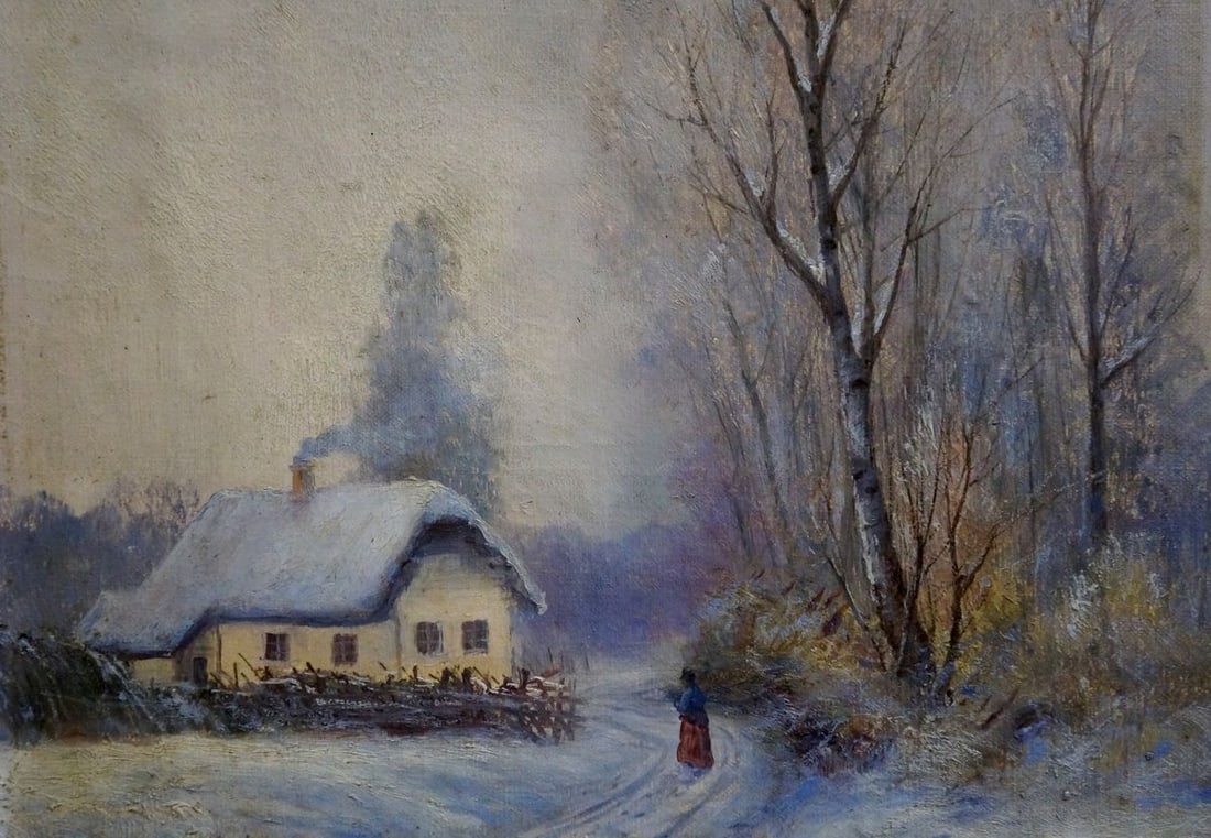 Oil painting Winter landscape - 3