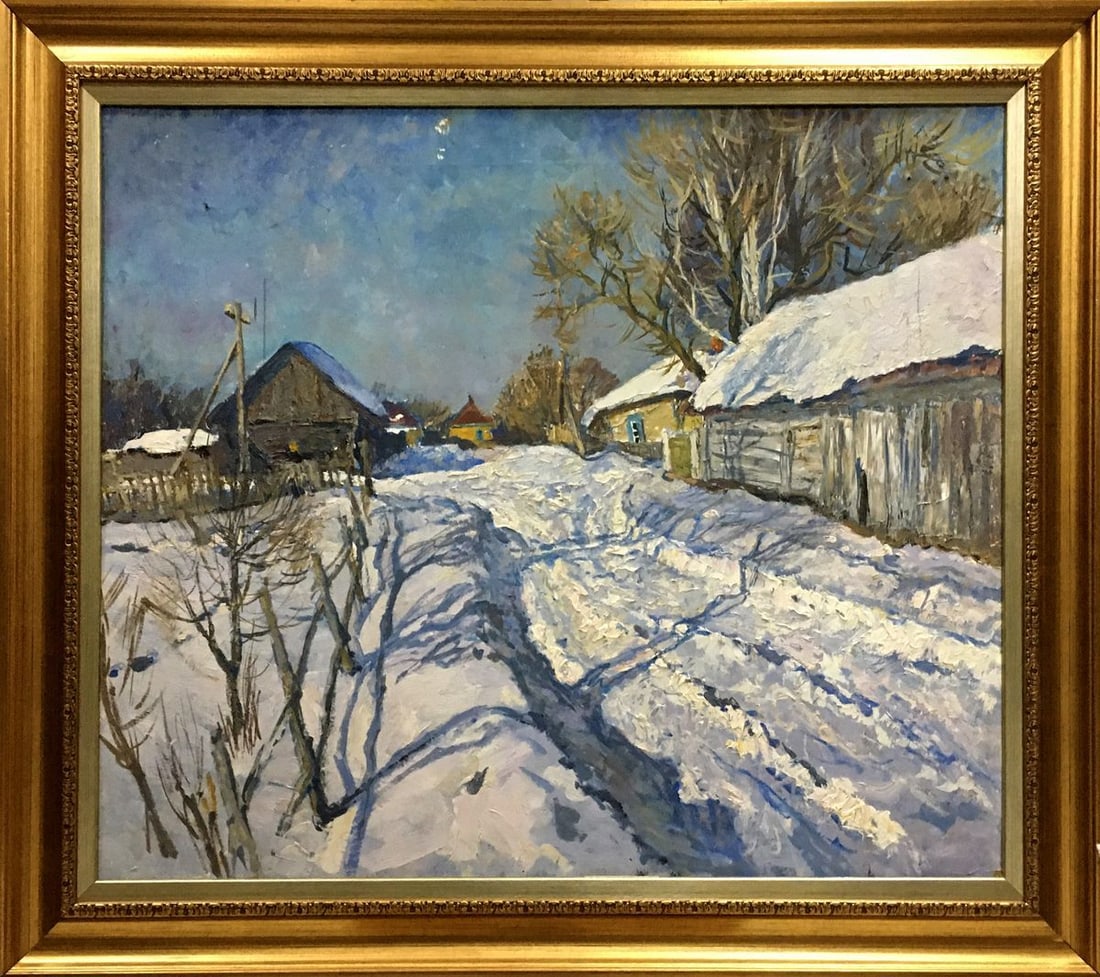 Oil painting Snow covered village Zvyagintsev Rostislav Mikhailovich: Title: Oil painting Snow covered village Zvyagintsev Rostislav Mikhailovich Description: NoVern 869 *** ABOUT THIS PAINTING *** * TITLE: "Snow covered village" * ARTISTS: Zvyagintsev Rostislav Mikhail
