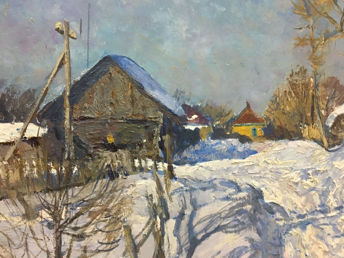 Oil painting Snow covered village Zvyagintsev Rostislav Mikhailovich - 5
