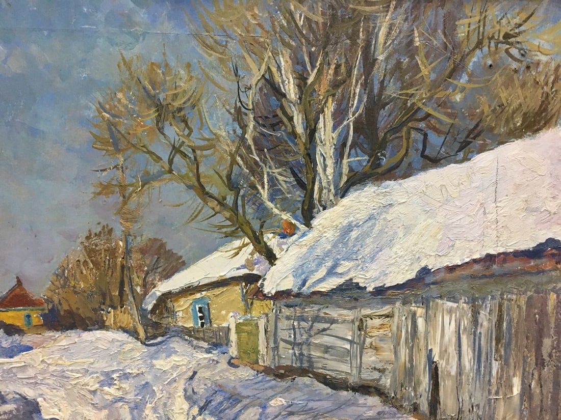 Oil painting Snow covered village Zvyagintsev Rostislav Mikhailovich - 6
