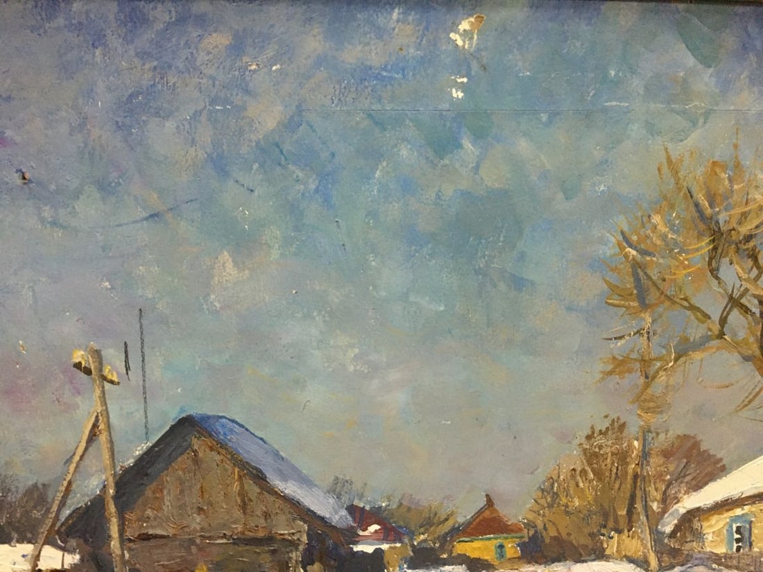 Oil painting Snow covered village Zvyagintsev Rostislav Mikhailovich - 8