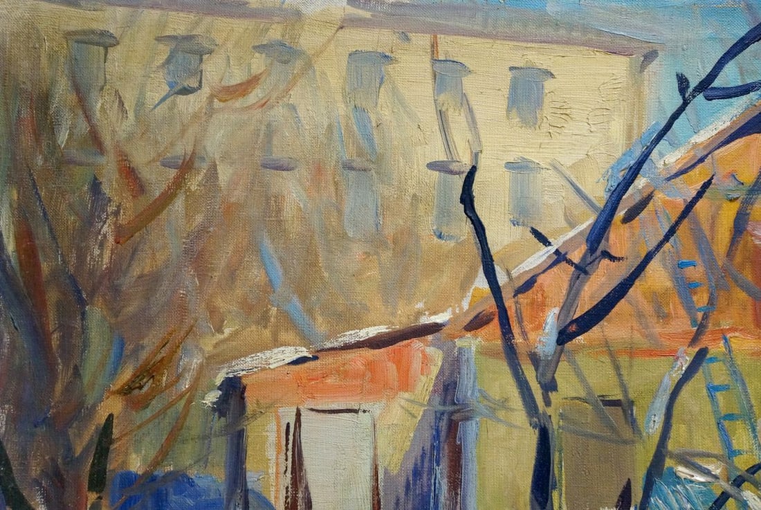 Oil painting Winter town landscape - 3