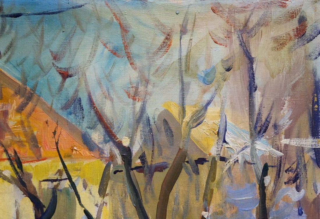 Oil painting Winter town landscape - 4