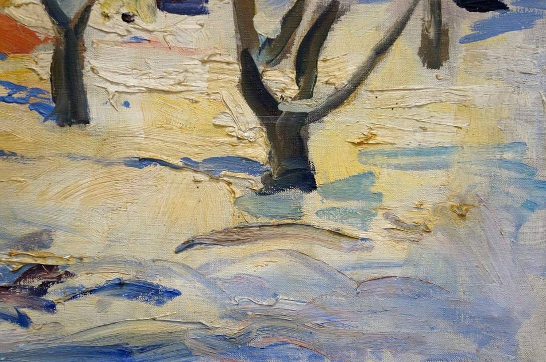 Oil painting Winter town landscape - 5