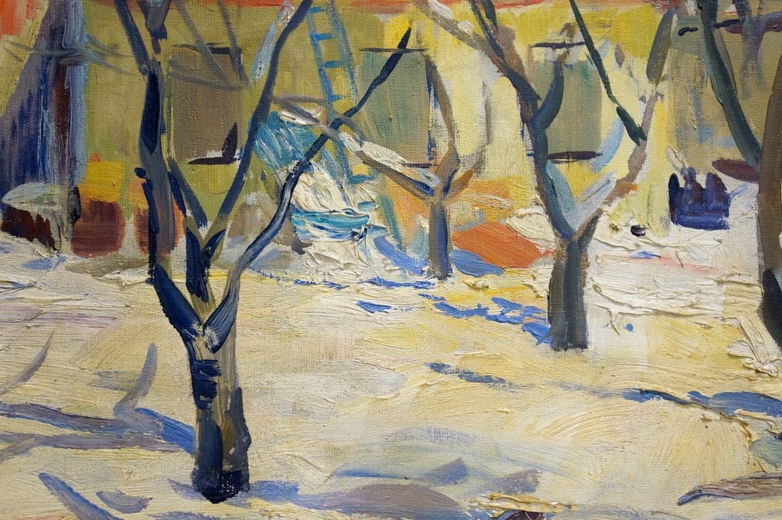 Oil painting Winter town landscape - 6