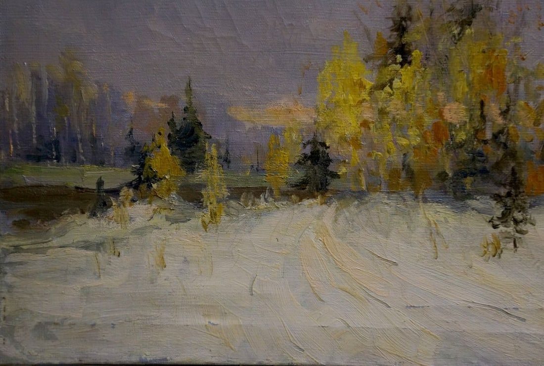 Oil painting Winter landscape - 2