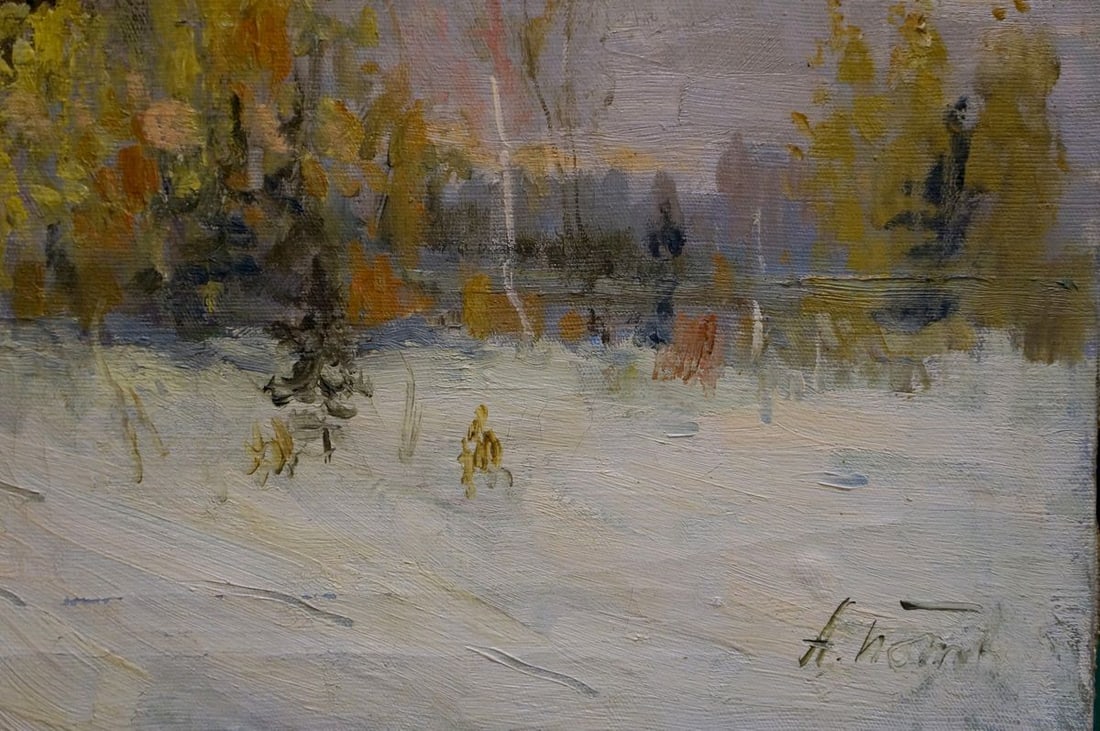 Oil painting Winter landscape - 5